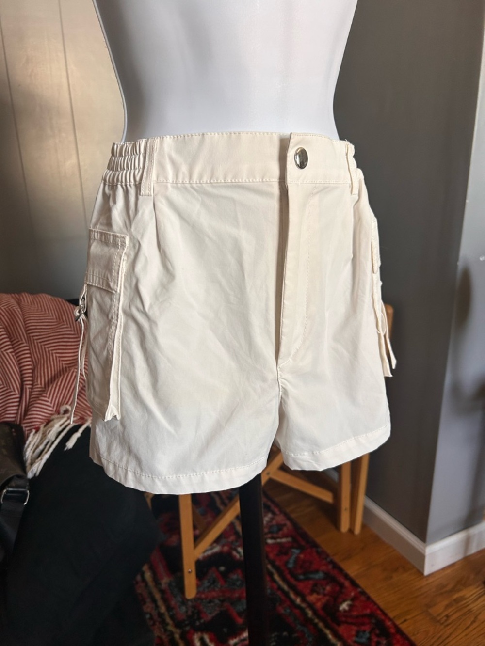 Love Tree Cream Utility Cargo Shorts